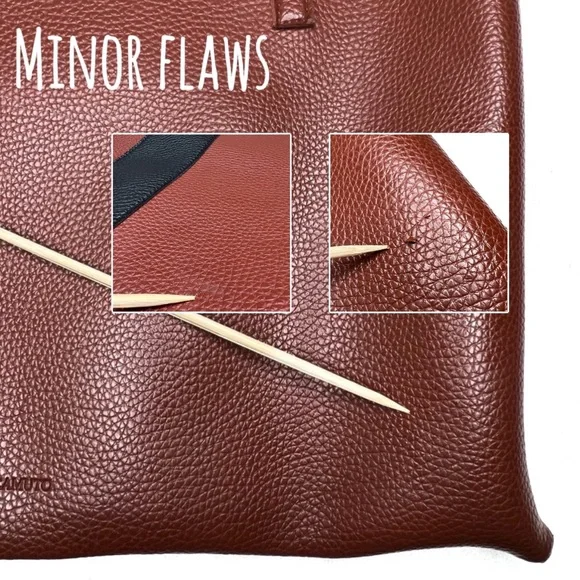 ❌SOLD❌ Vince Camuto Vegan Pebbled Faux Leather Tote Laptop Bag Brown Black - Picture 9 of 17